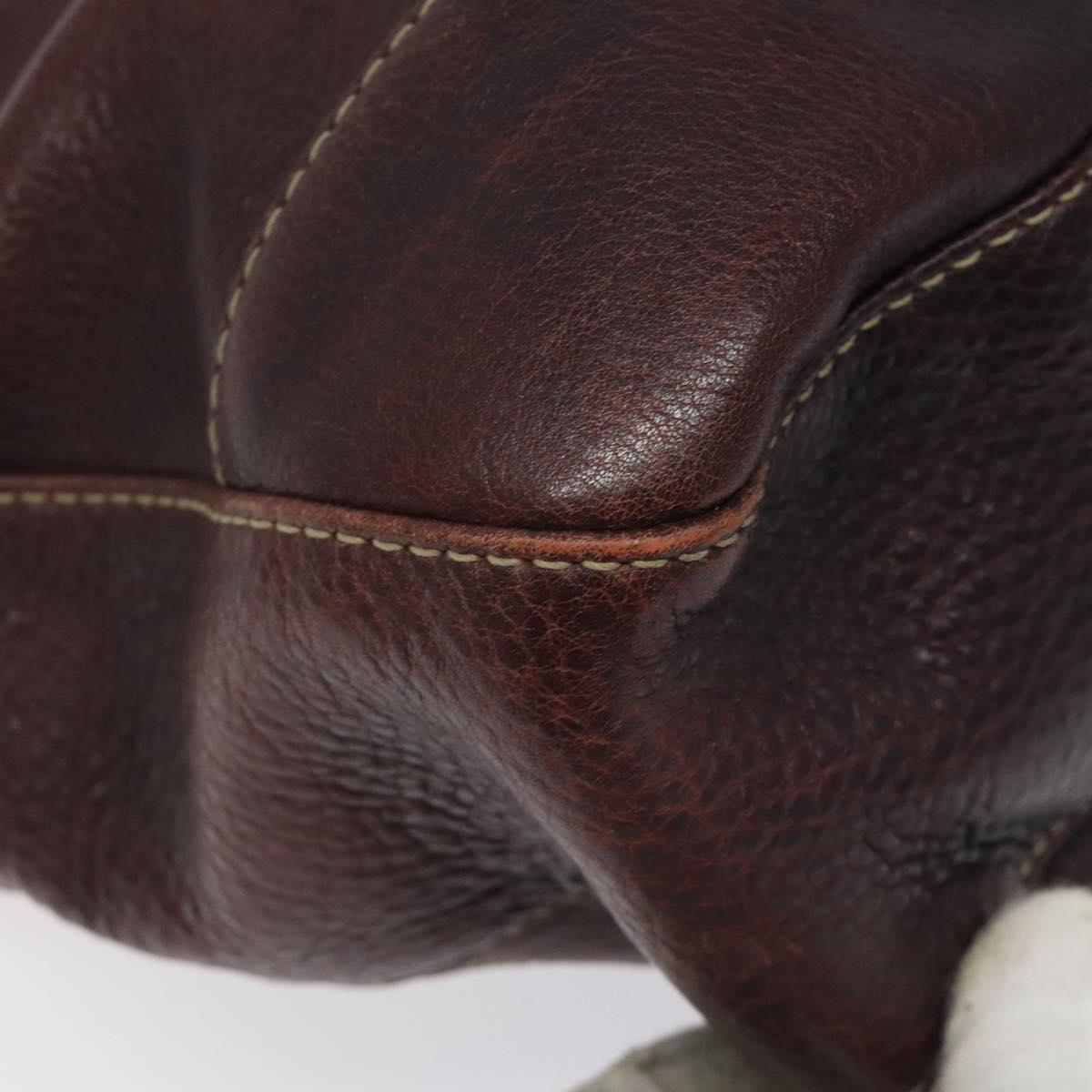 GUCCI Shoulder Bag Leather Brown Silver 247400 Auth ep9062