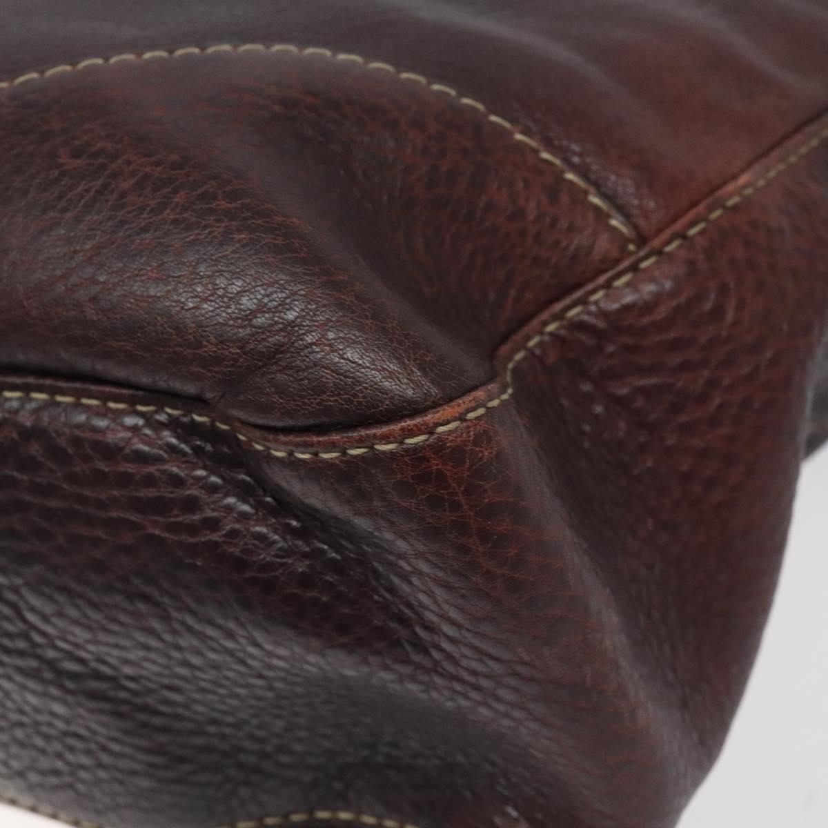 GUCCI Shoulder Bag Leather Brown Silver 247400 Auth ep9062