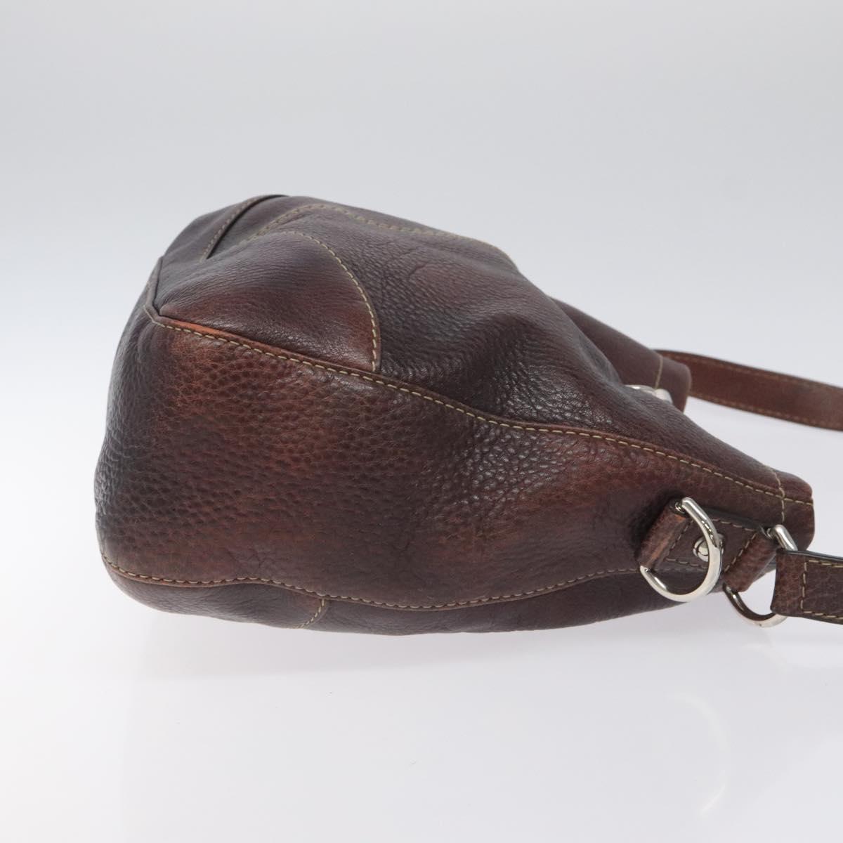 GUCCI Shoulder Bag Leather Brown Silver 247400 Auth ep9062
