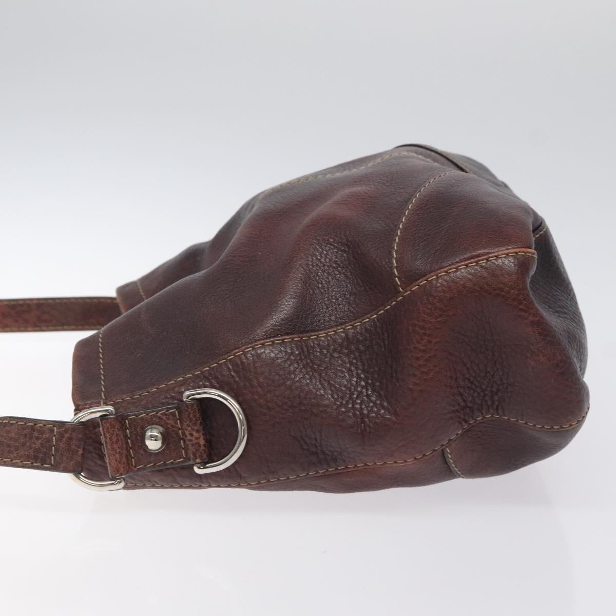 GUCCI Shoulder Bag Leather Brown Silver 247400 Auth ep9062