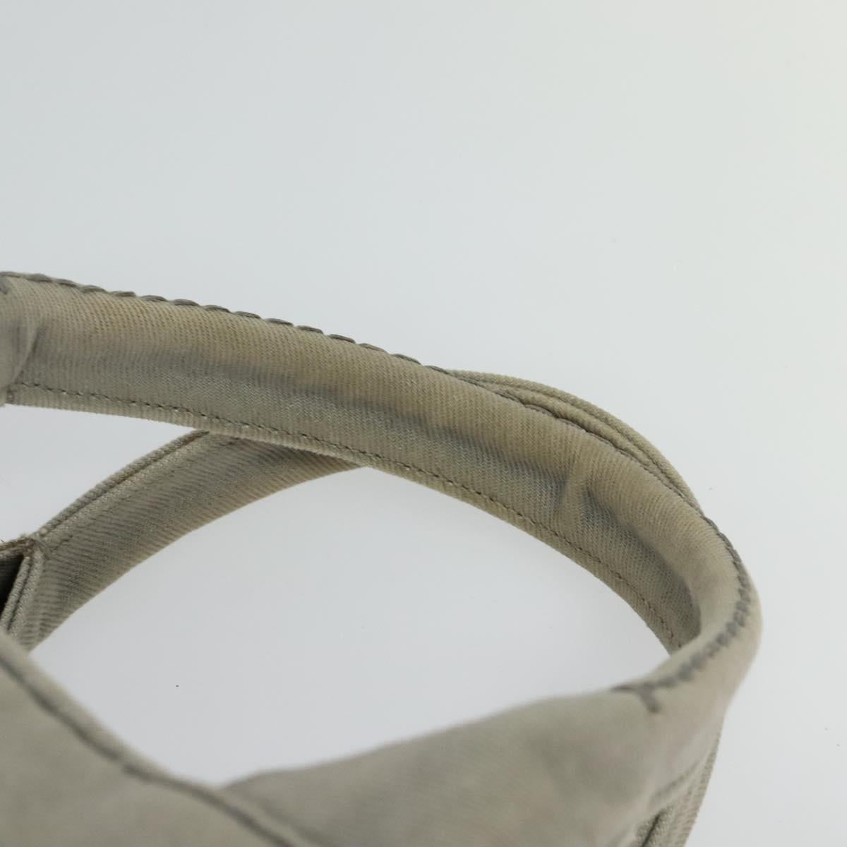PRADA Canapa MM Hand Bag Canvas Gray Gold Auth ep9063