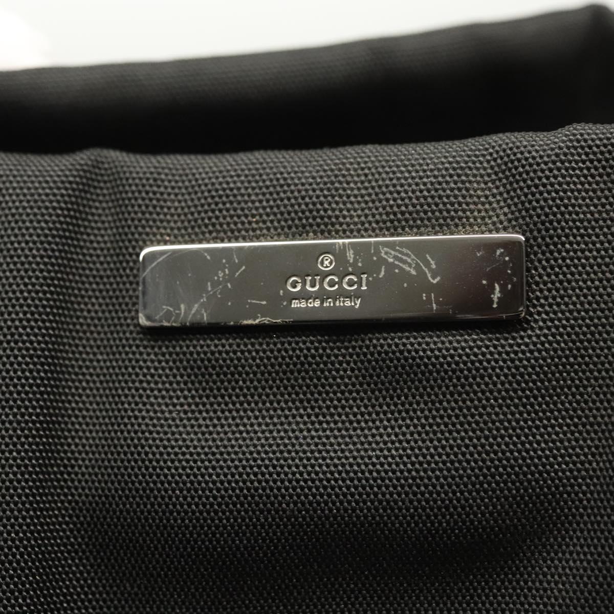 GUCCI Bamboo Hand Bag Nylon Black Silver 032 1016 Auth ep9066
