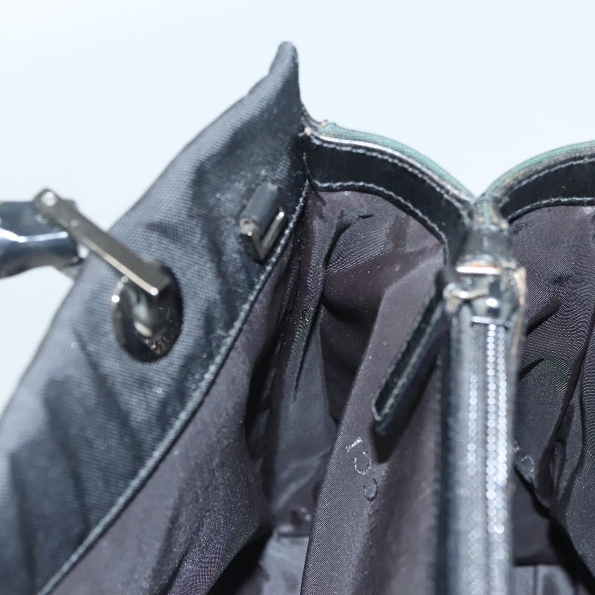 GUCCI Bamboo Hand Bag Nylon Black Silver 032 1016 Auth ep9066