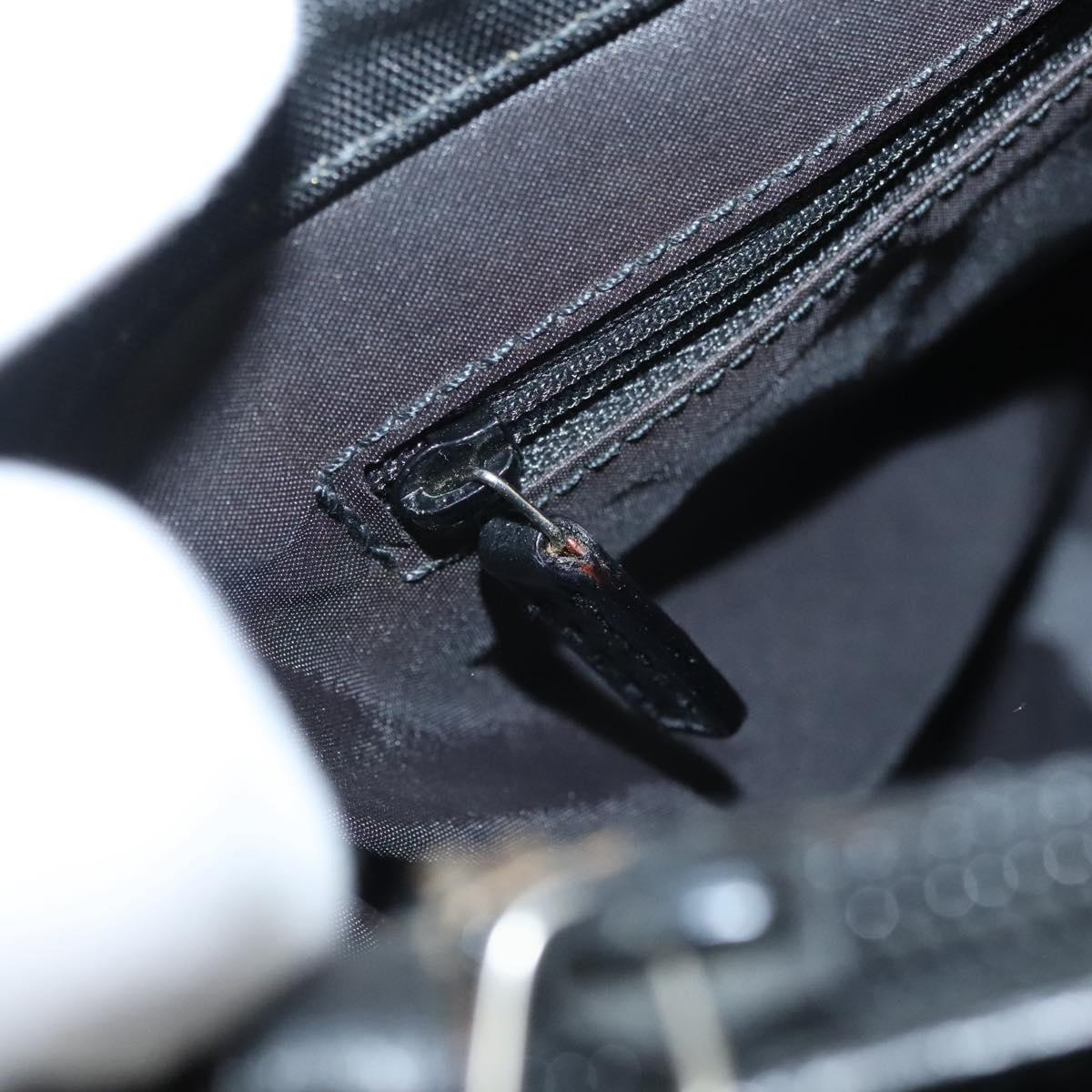 GUCCI Bamboo Hand Bag Nylon Black Silver 032 1016 Auth ep9066