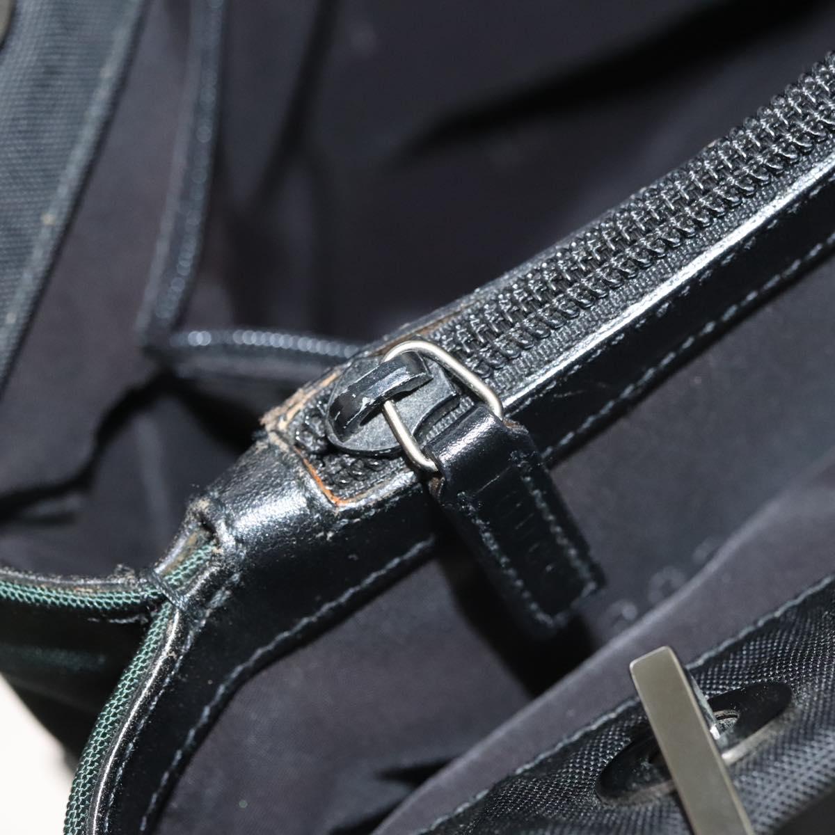 GUCCI Bamboo Hand Bag Nylon Black Silver 032 1016 Auth ep9066