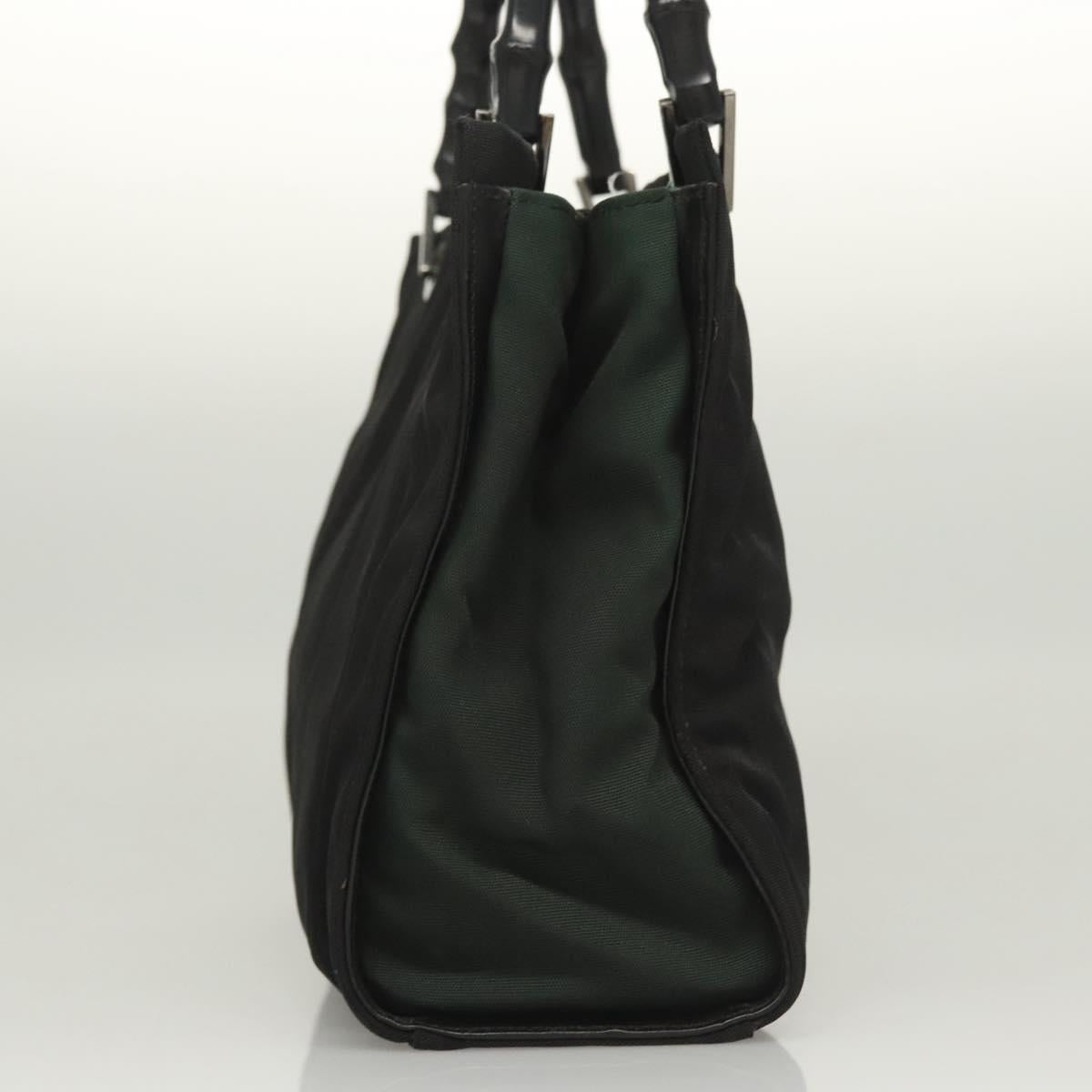 GUCCI Bamboo Hand Bag Nylon Black Silver 032 1016 Auth ep9066