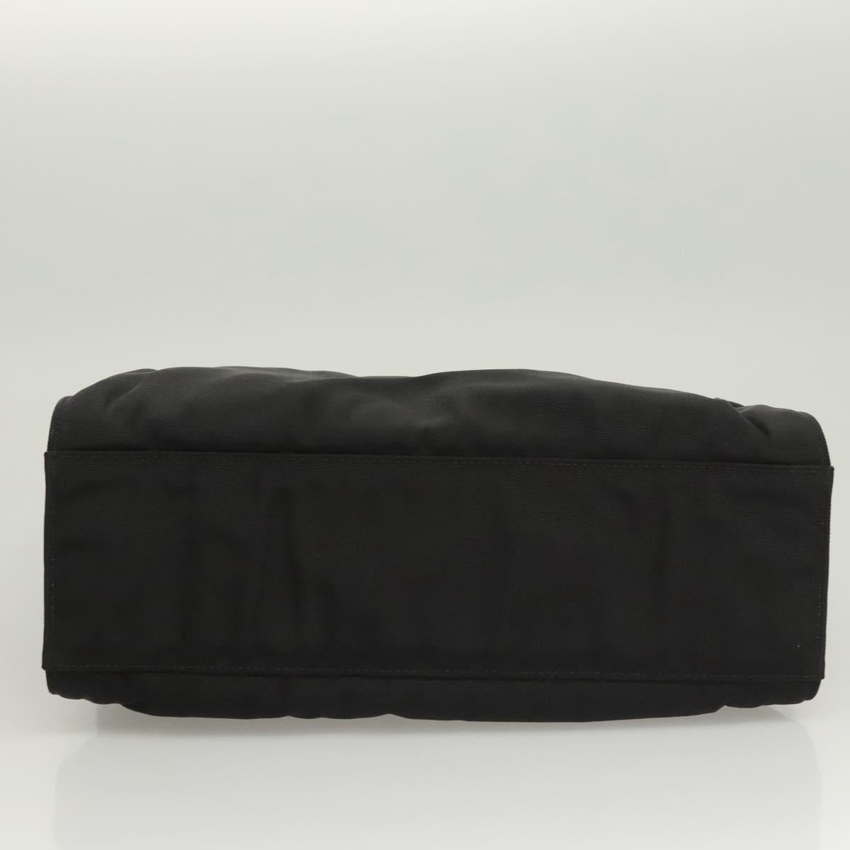 GUCCI Bamboo Hand Bag Nylon Black Silver 032 1016 Auth ep9066