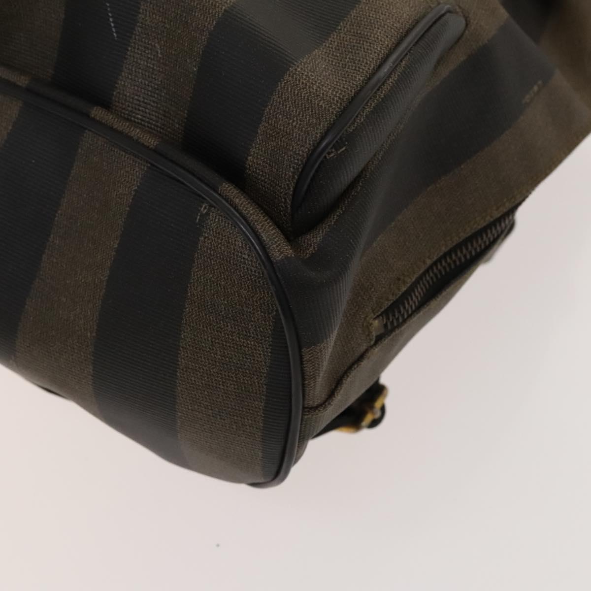 FENDI Pecan Canvas Backpack PVC Brown Black gold Auth ep9067