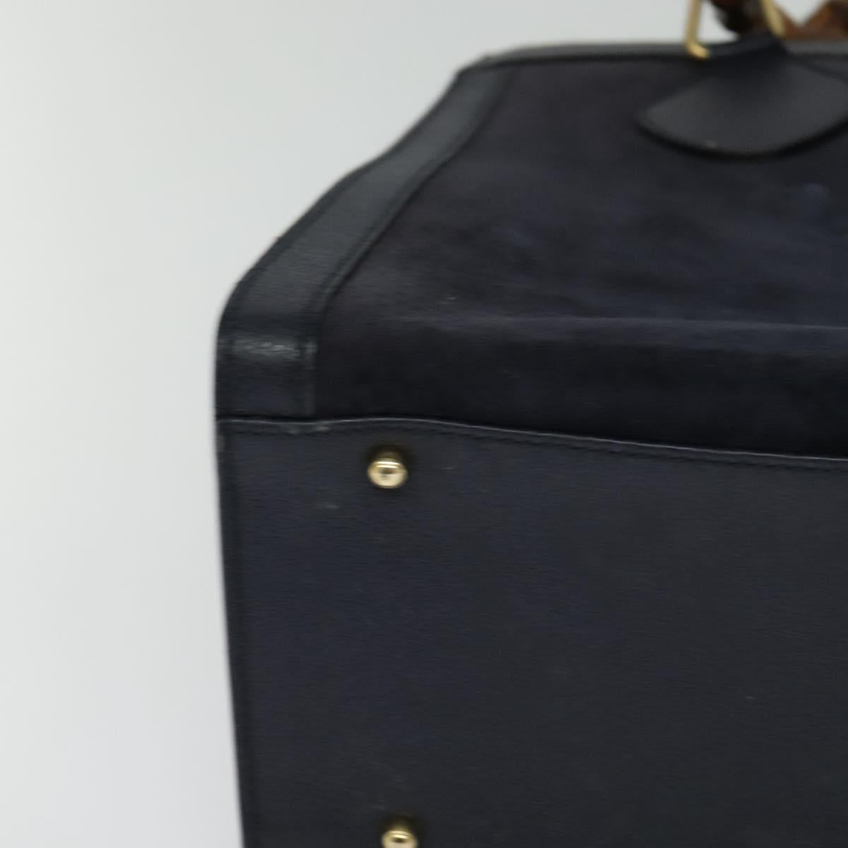GUCCI Bamboo Hand Bag Suede Navy Gold 002 1186 0260 Auth ep9069