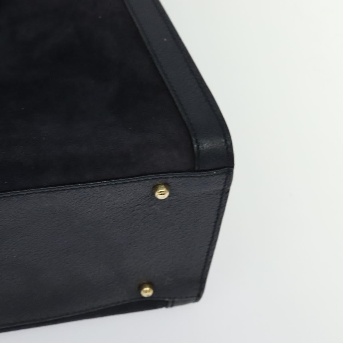 GUCCI Bamboo Hand Bag Suede Navy Gold 002 1186 0260 Auth ep9069