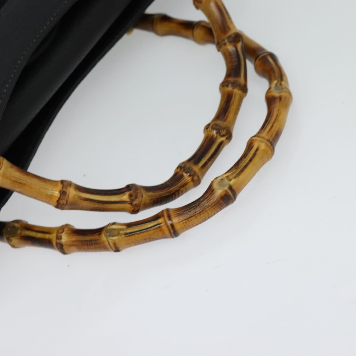 GUCCI Bamboo Hand Bag Suede Black Gold 002 1095 0260 Auth ep9070
