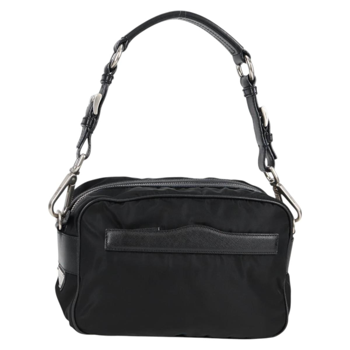 PRADA Shoulder Bag Nylon Black Silver Auth ep9086V