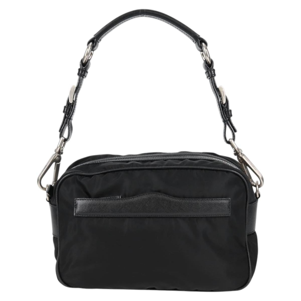 PRADA Shoulder Bag Nylon Black Silver Auth ep9086V