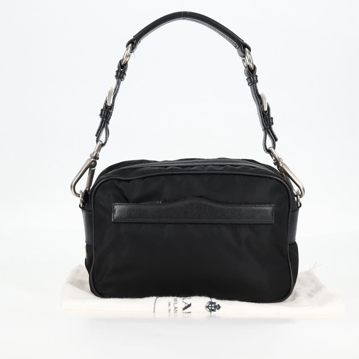 PRADA Shoulder Bag Nylon Black Silver Auth ep9086V