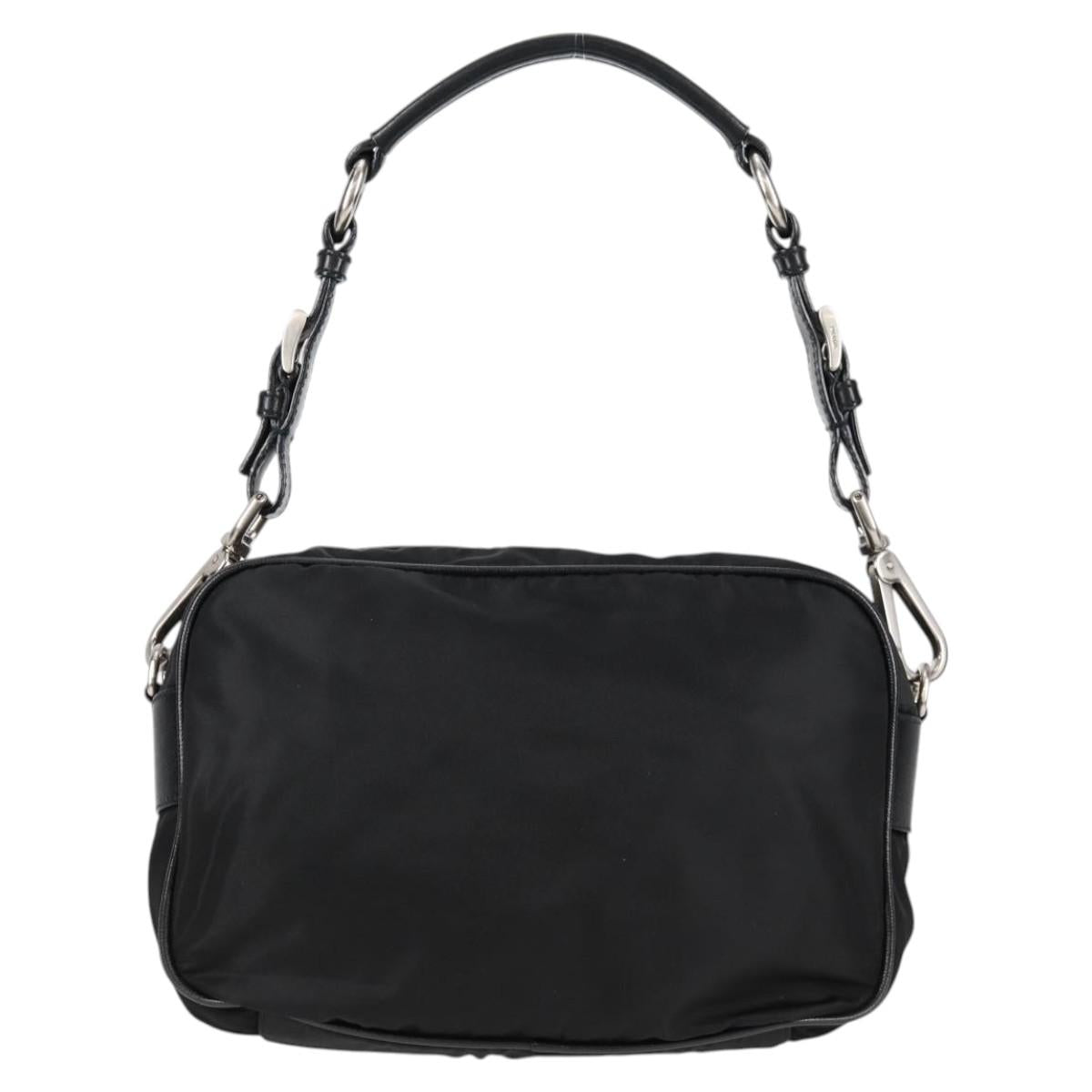 PRADA Shoulder Bag Nylon Black Silver Auth ep9086V