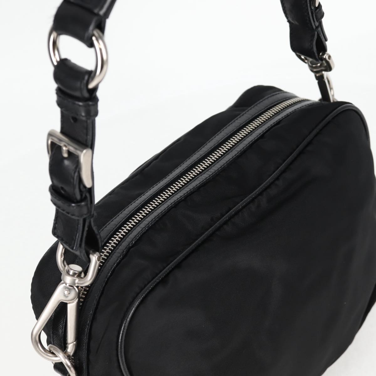 PRADA Shoulder Bag Nylon Black Silver Auth ep9086V
