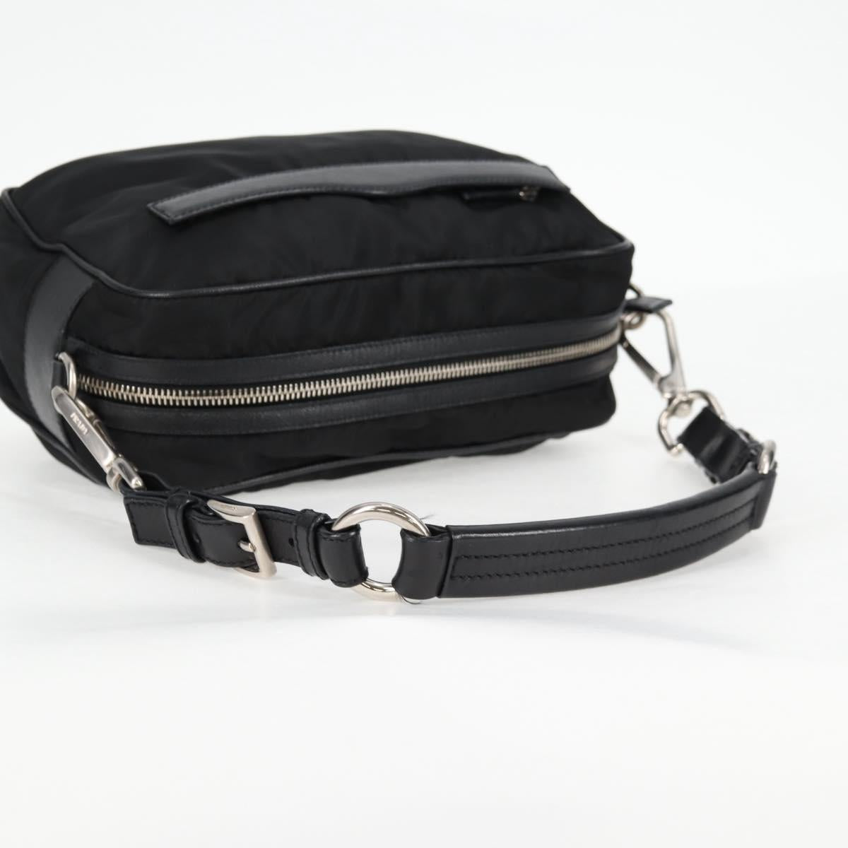 PRADA Shoulder Bag Nylon Black Silver Auth ep9086V
