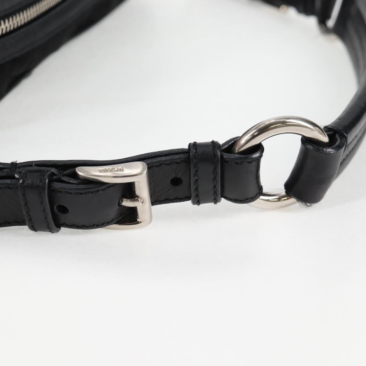 PRADA Shoulder Bag Nylon Black Silver Auth ep9086V