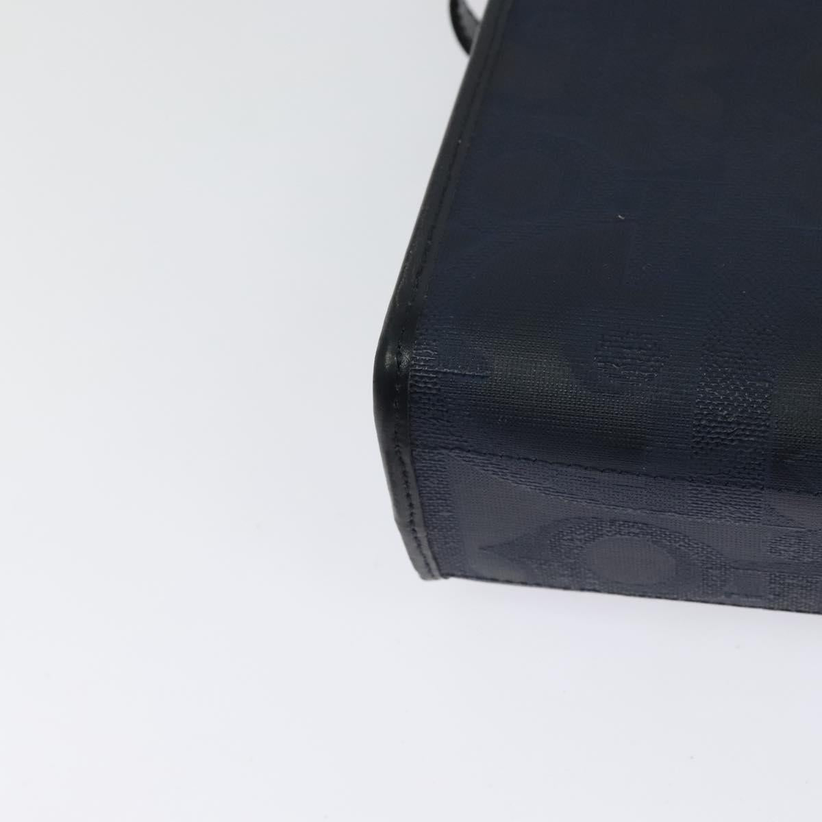 Christian Dior Trotter Canvas Shoulder Bag PVC Navy Gold Auth ep9088