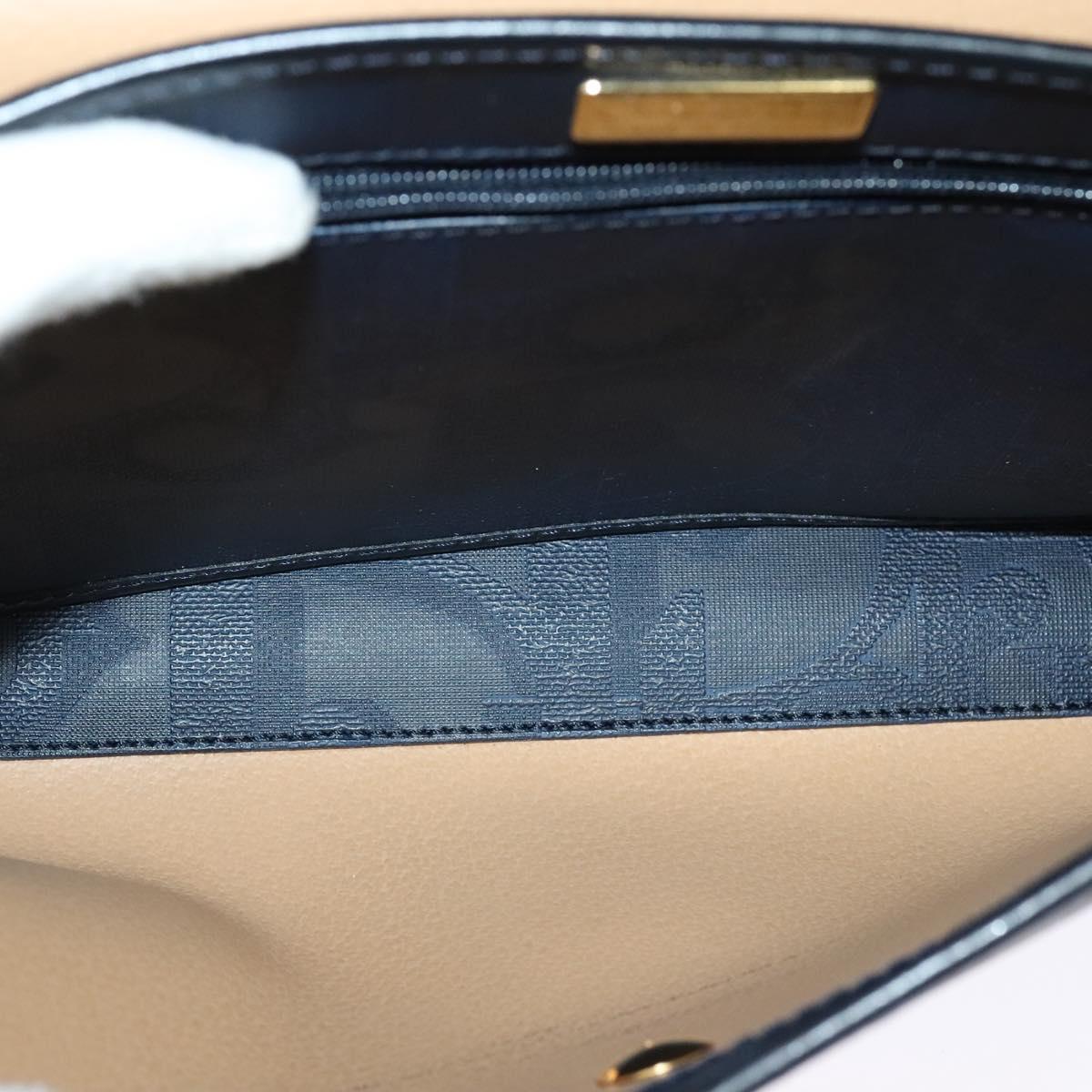 Christian Dior Trotter Canvas Shoulder Bag PVC Navy Gold Auth ep9088