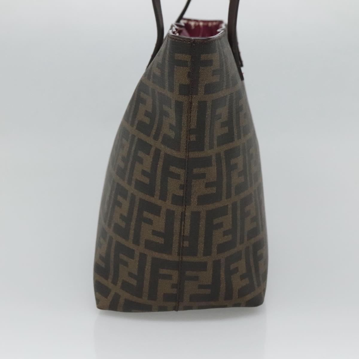 FENDI Zucca Canvas Tote Bag PVC Black Brown Auth ep9089