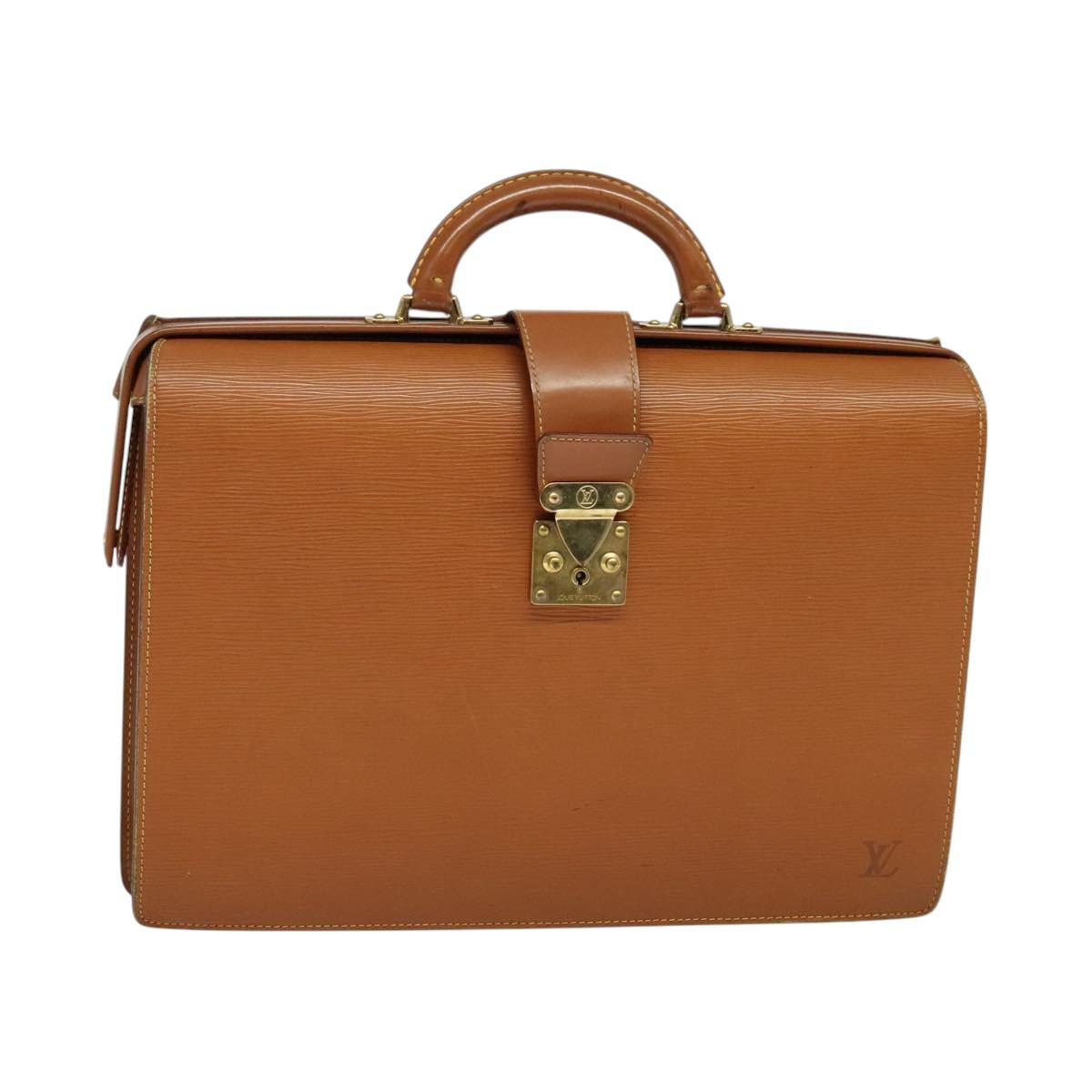 LOUIS VUITTON Epi Serviette Fermoir Business Bag Zipangu Gold M54358 Auth ep9100
