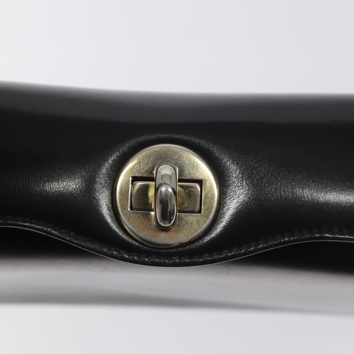 GUCCI Hand Bag Leather Black Gold 26 000 907 Auth ep9106