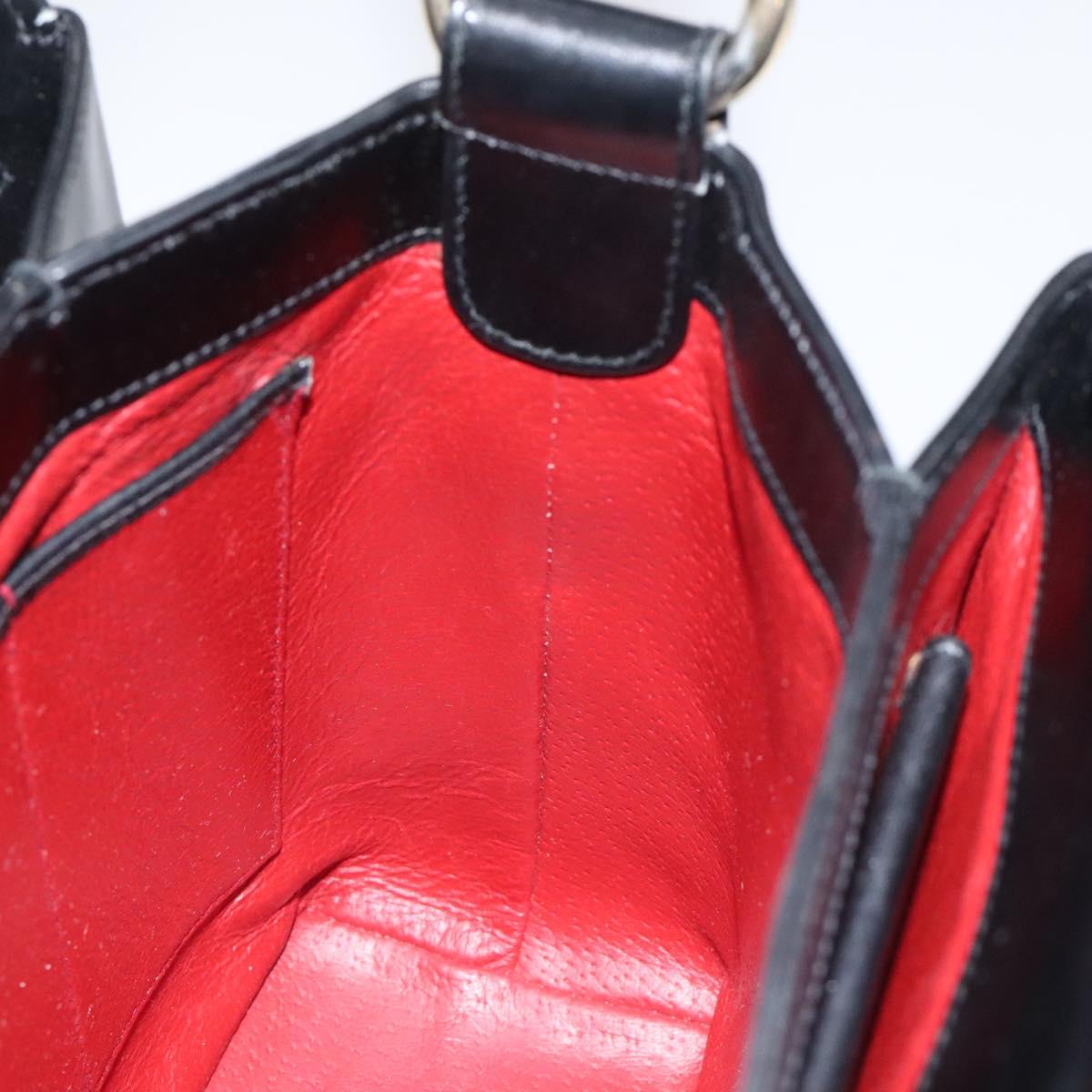 GUCCI Hand Bag Leather Black Gold 26 000 907 Auth ep9106