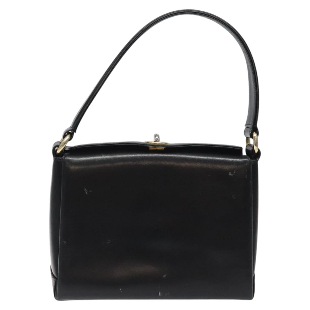 GUCCI Hand Bag Leather Black Gold 26 000 907 Auth ep9106