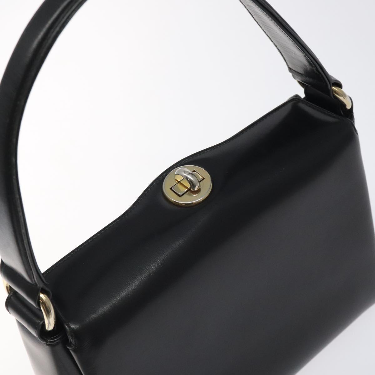 GUCCI Hand Bag Leather Black Gold 26 000 907 Auth ep9106
