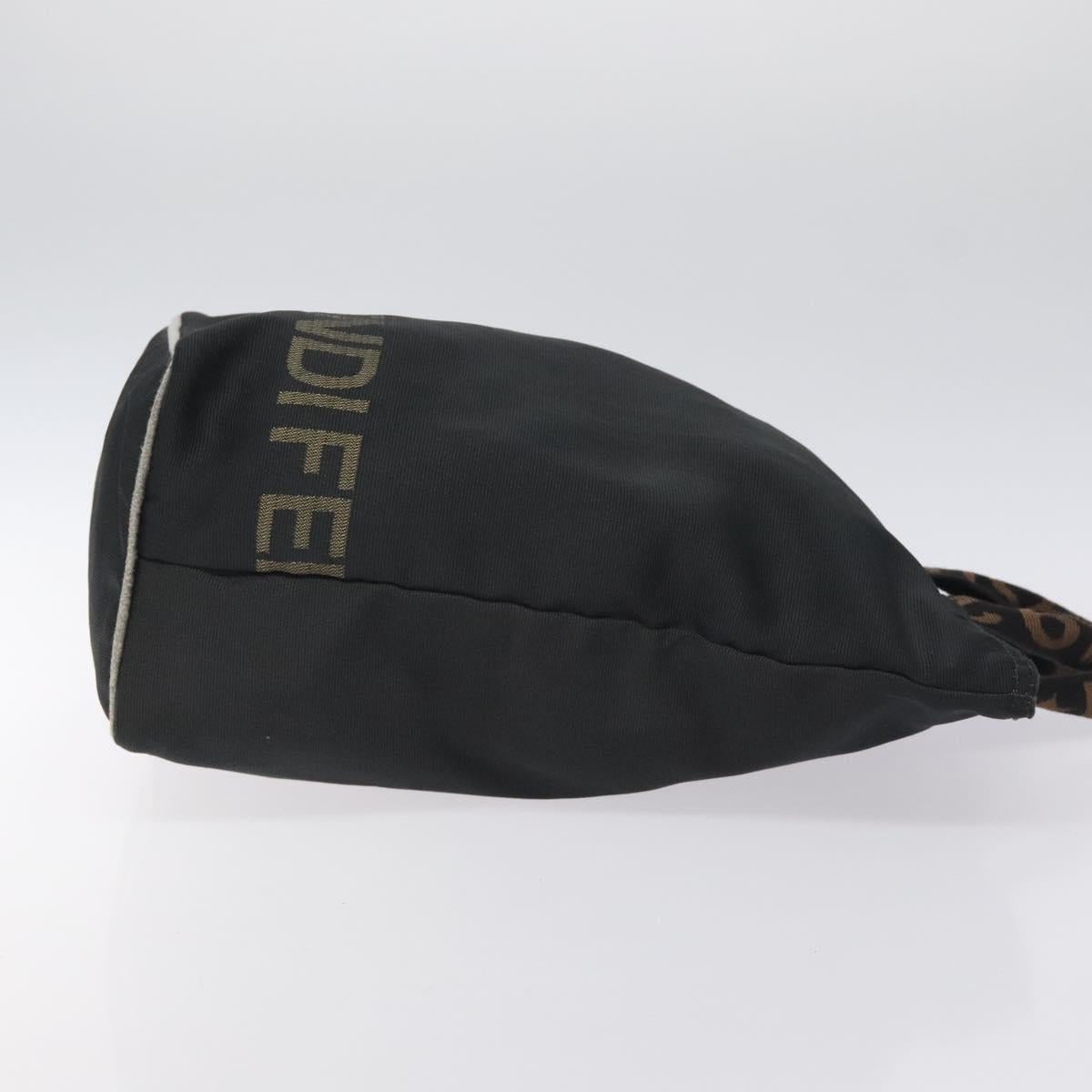 FENDI Hand Bag Nylon Black Gold Auth ep9113