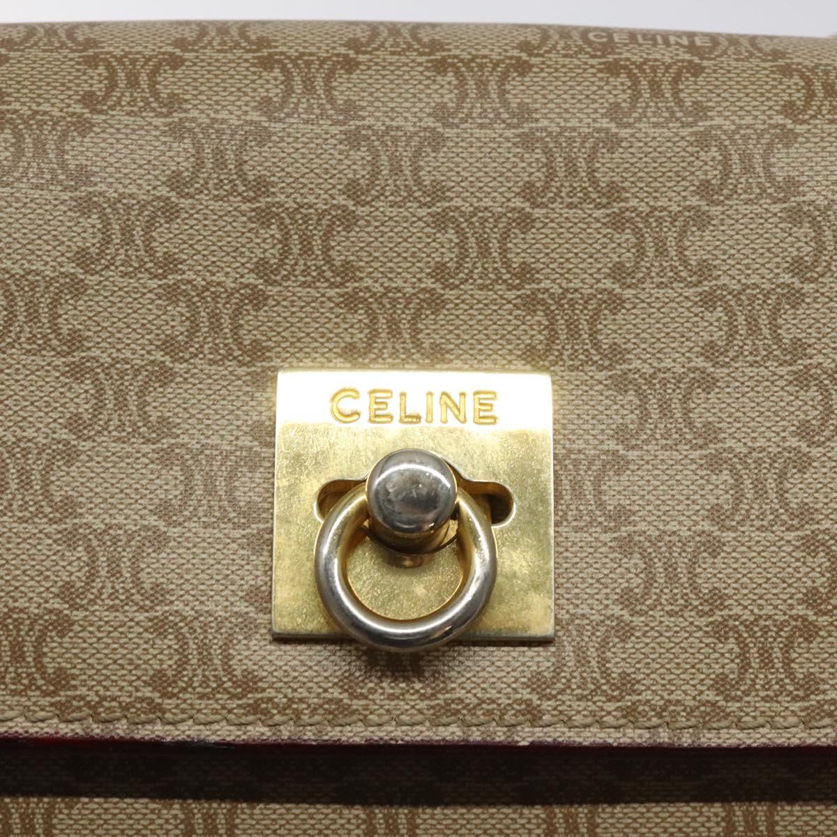 CELINE Macadam Canvas Shoulder Bag Beige Gold Auth ep9122