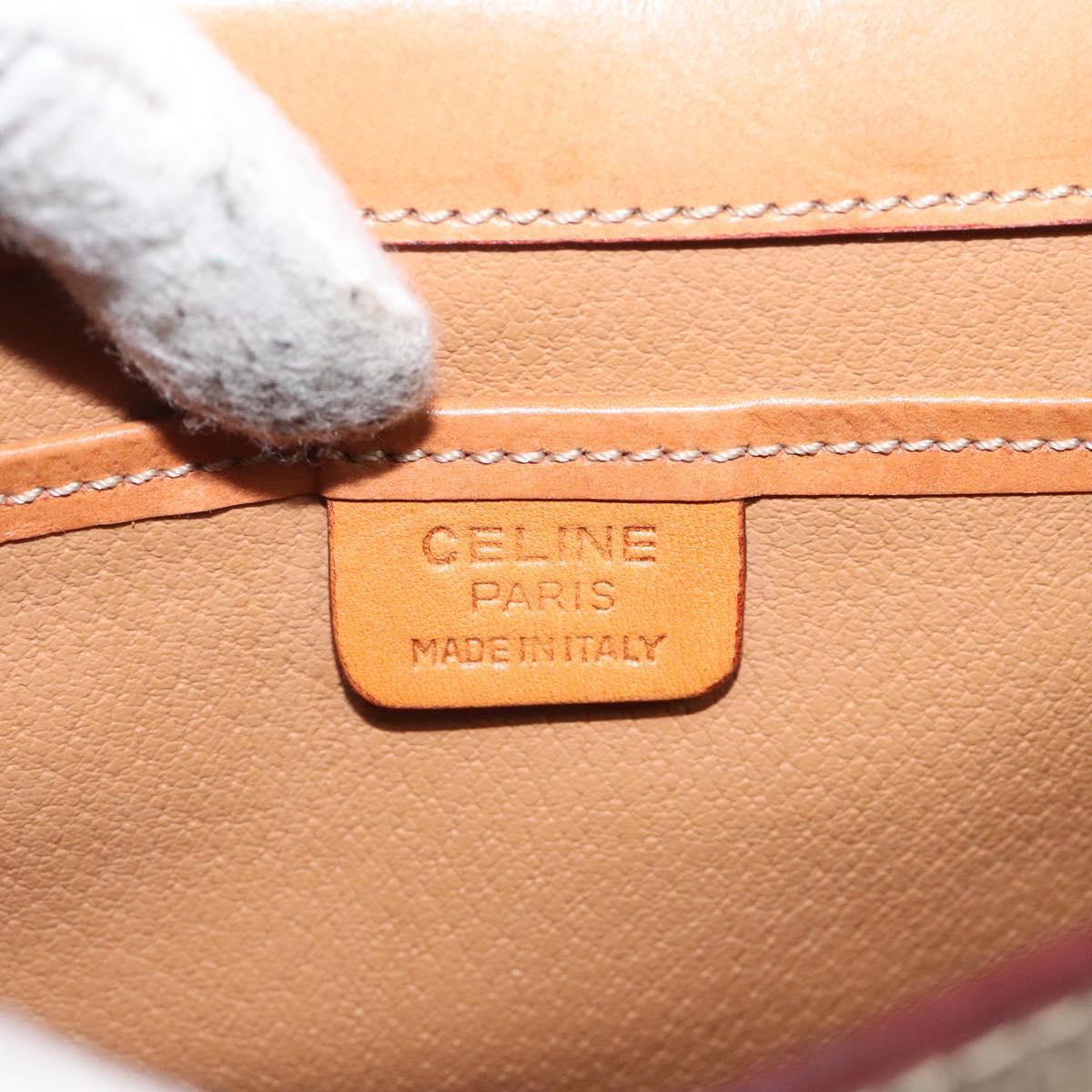 CELINE Macadam Canvas Shoulder Bag Beige Gold Auth ep9122