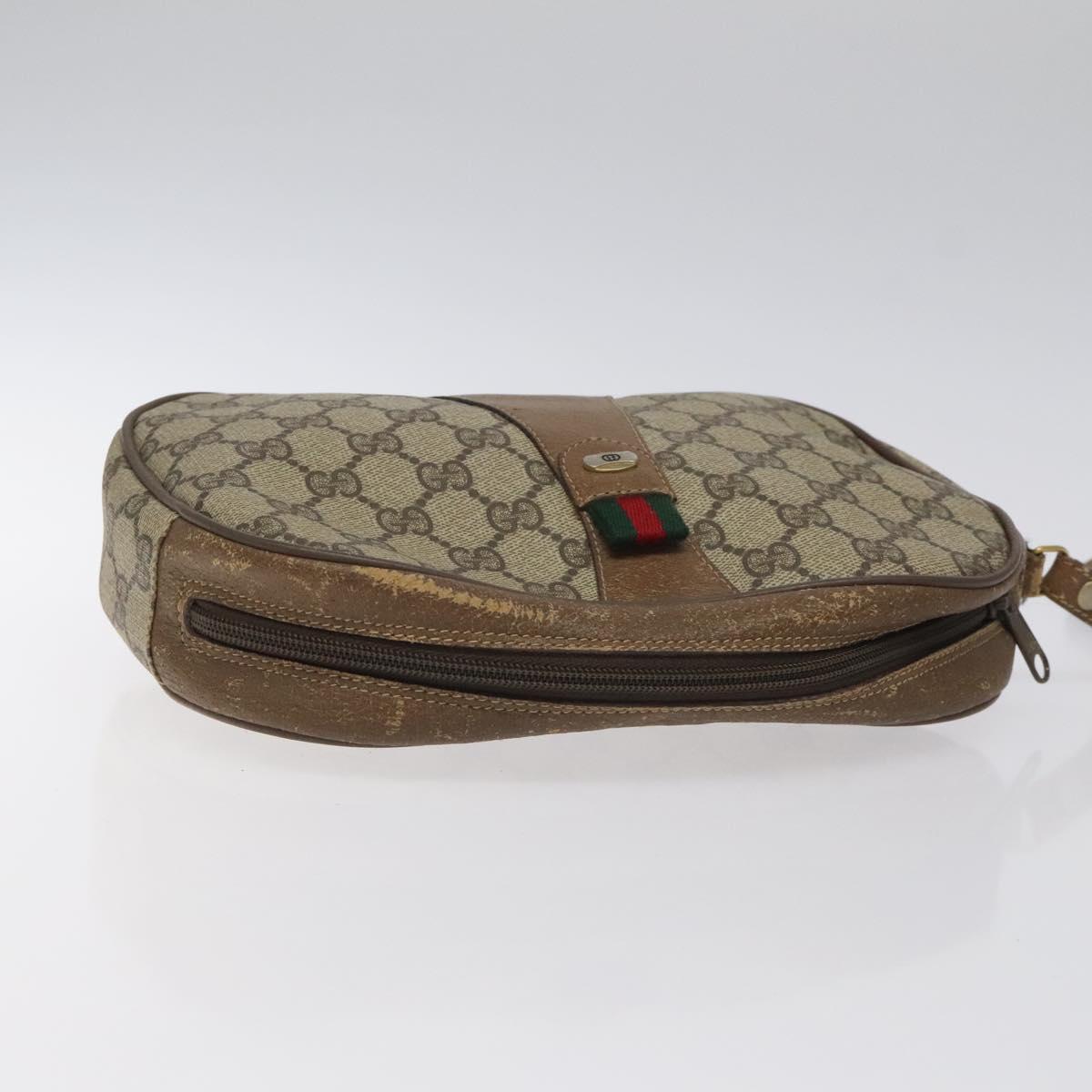 GUCCI GG Supreme Web Sherry Line Clutch Bag PVC Beige 89 01 034 Auth ep9131