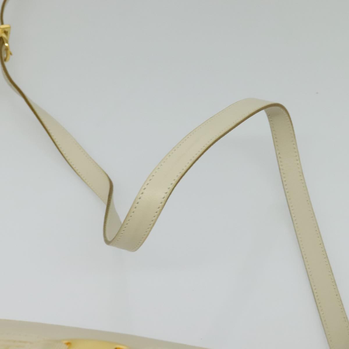 Salvatore Ferragamo Vala Shoulder Bag Leather White Gold Auth ep9145