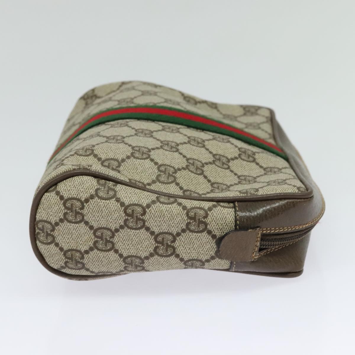GUCCI GG Supreme Web Sherry Line Clutch Bag PVC Beige 22 01 012 Auth ep9158
