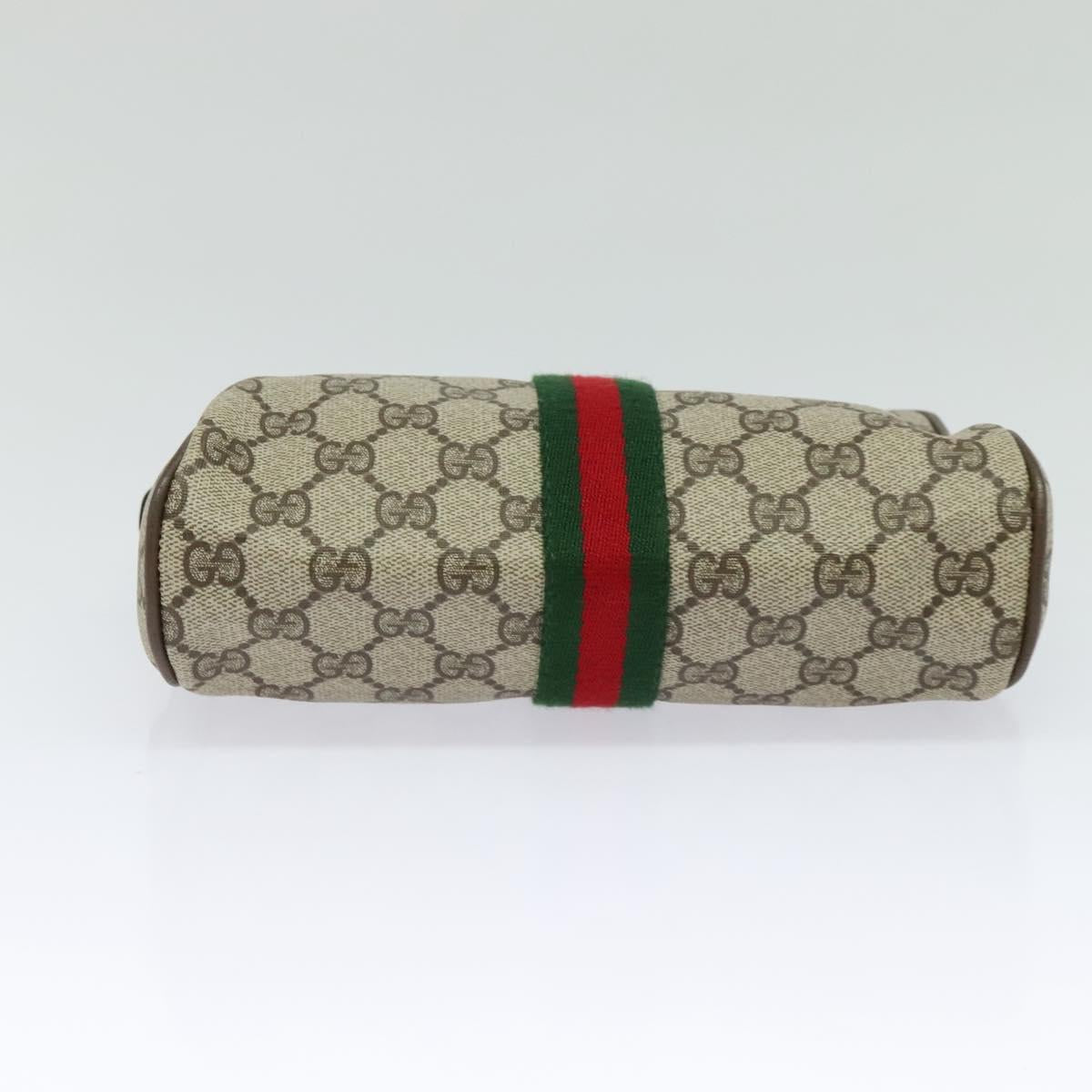 GUCCI GG Supreme Web Sherry Line Clutch Bag PVC Beige 22 01 012 Auth ep9158