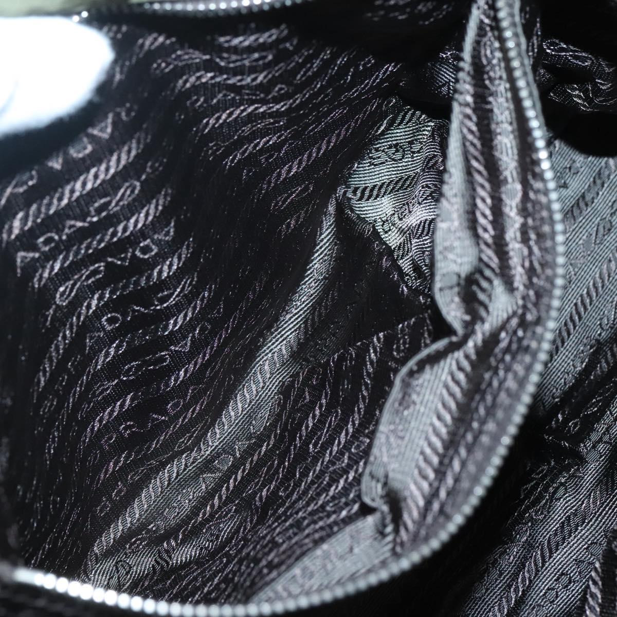 PRADA Shoulder Bag Nylon Khaki Silver Auth ep9159