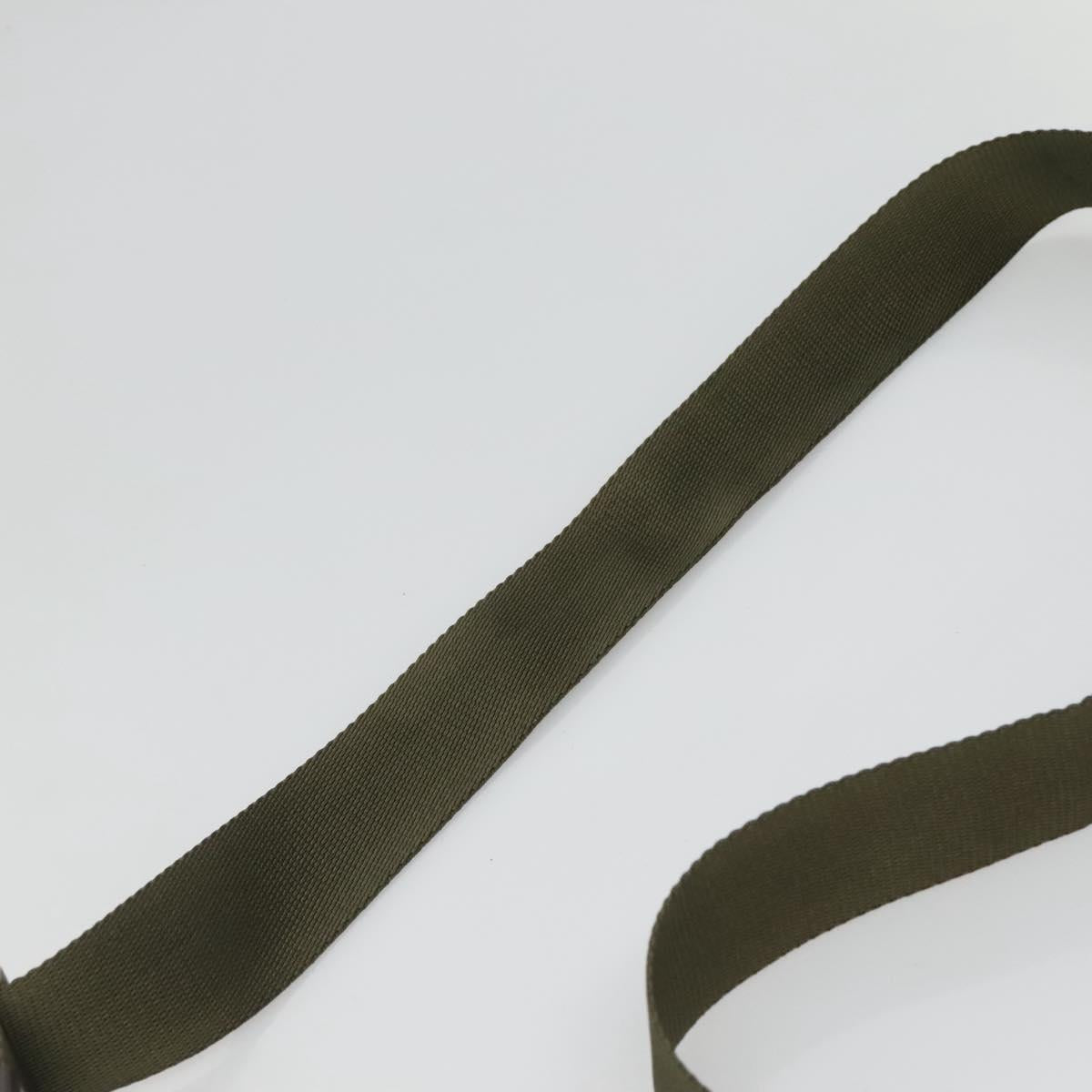 PRADA Shoulder Bag Nylon Khaki Silver Auth ep9159