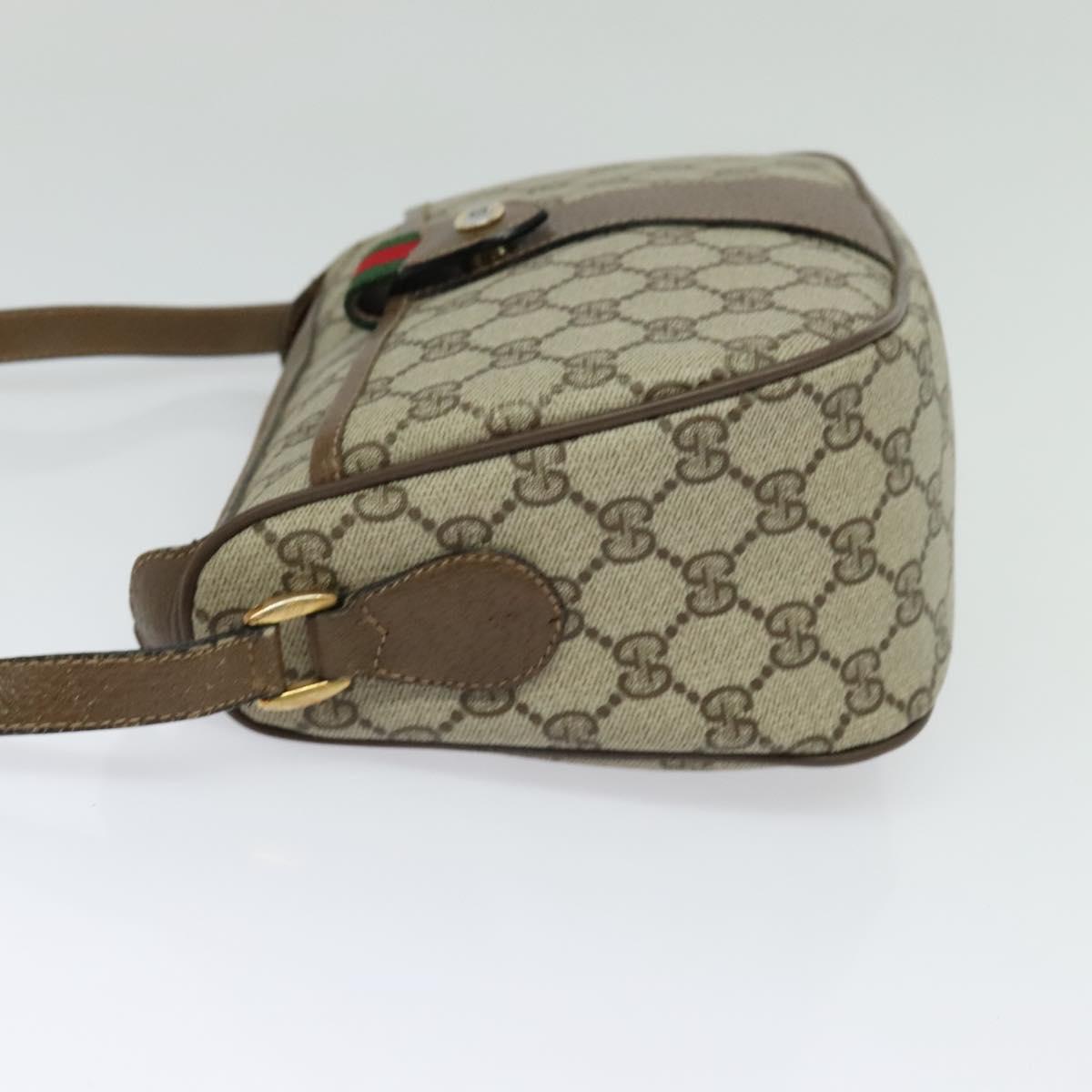 GUCCI GG Supreme Web Sherry Line Bag PVC Beige Gold 89 02 032 Auth ep9160