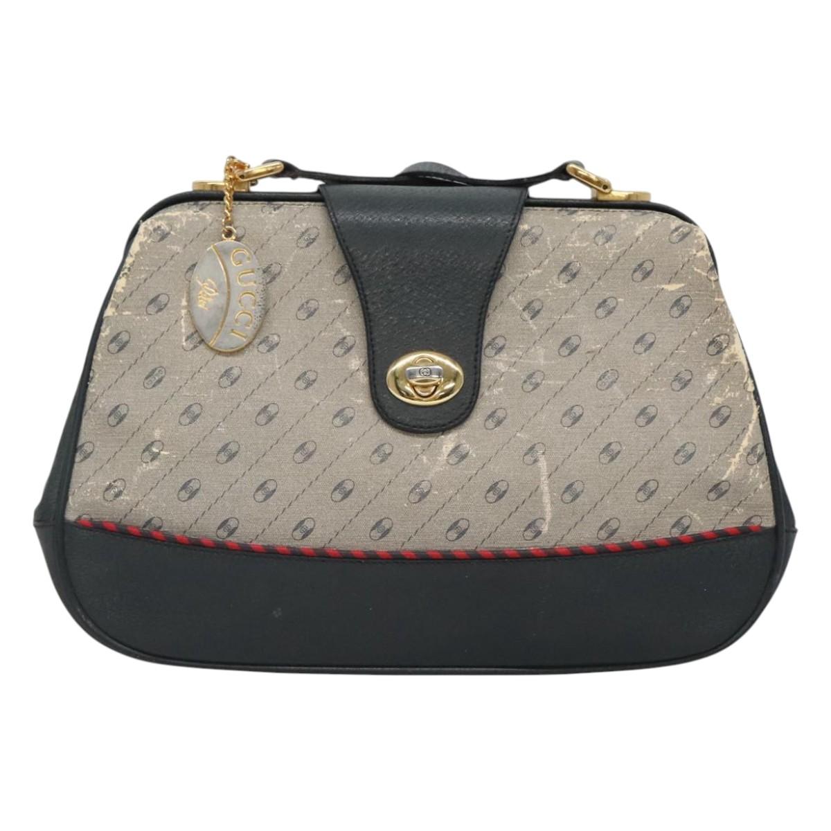GUCCI Shoulder Bag PVC Leather Navy Gold 116 02 107 Auth ep9165