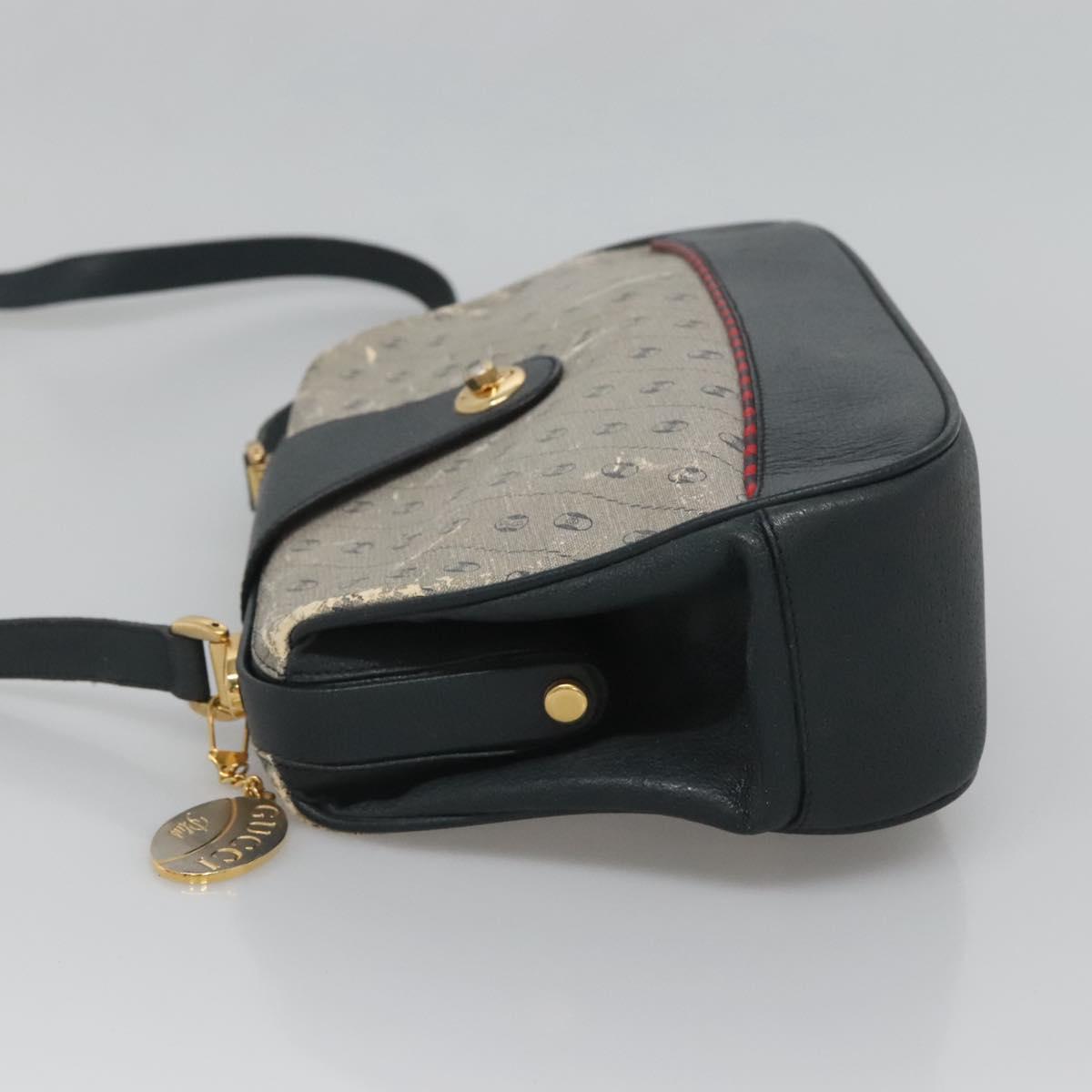 GUCCI Shoulder Bag PVC Leather Navy Gold 116 02 107 Auth ep9165
