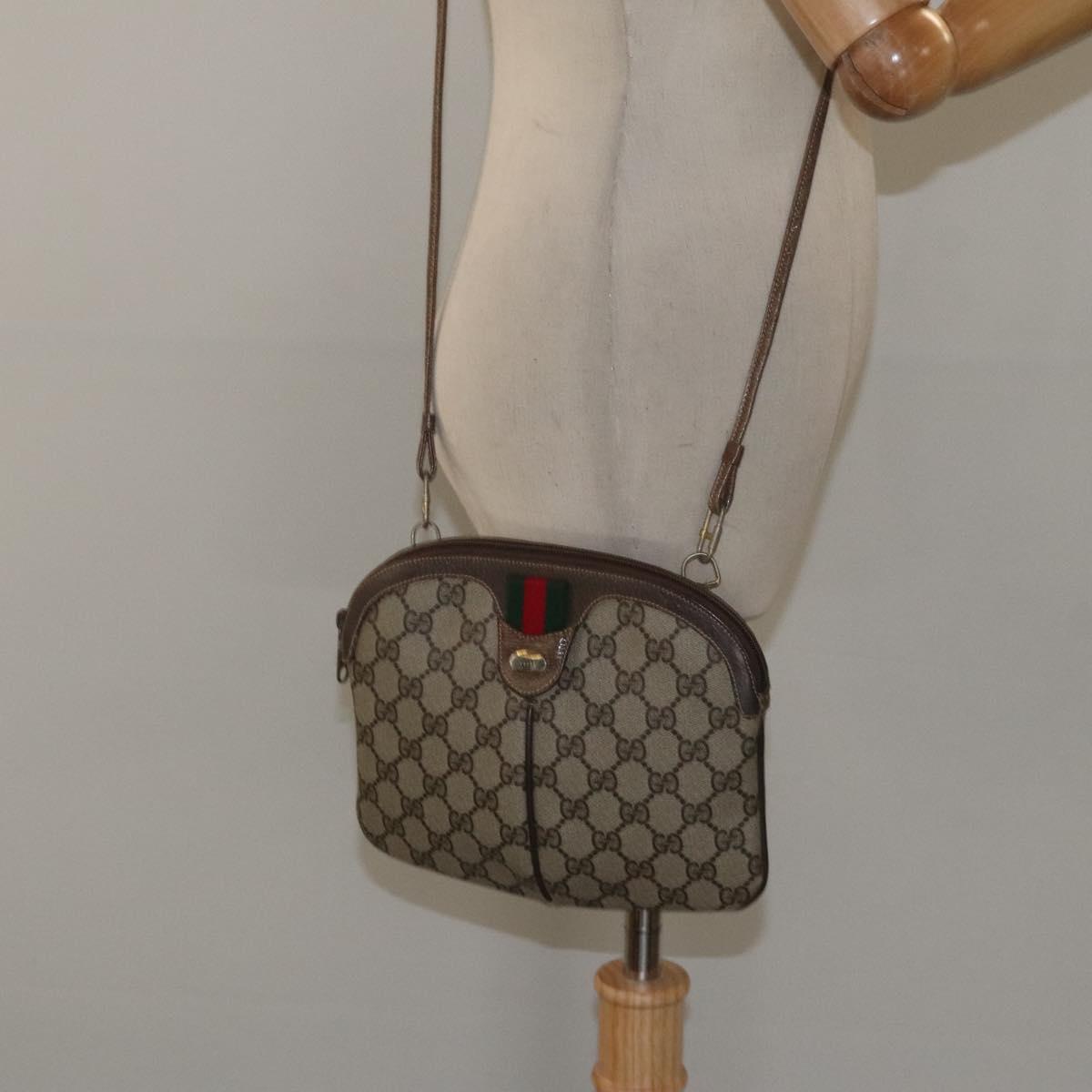 GUCCI GG Supreme Web Sherry Line Shoulder Bag PVC Beige 904 02 047 Auth ep9173
