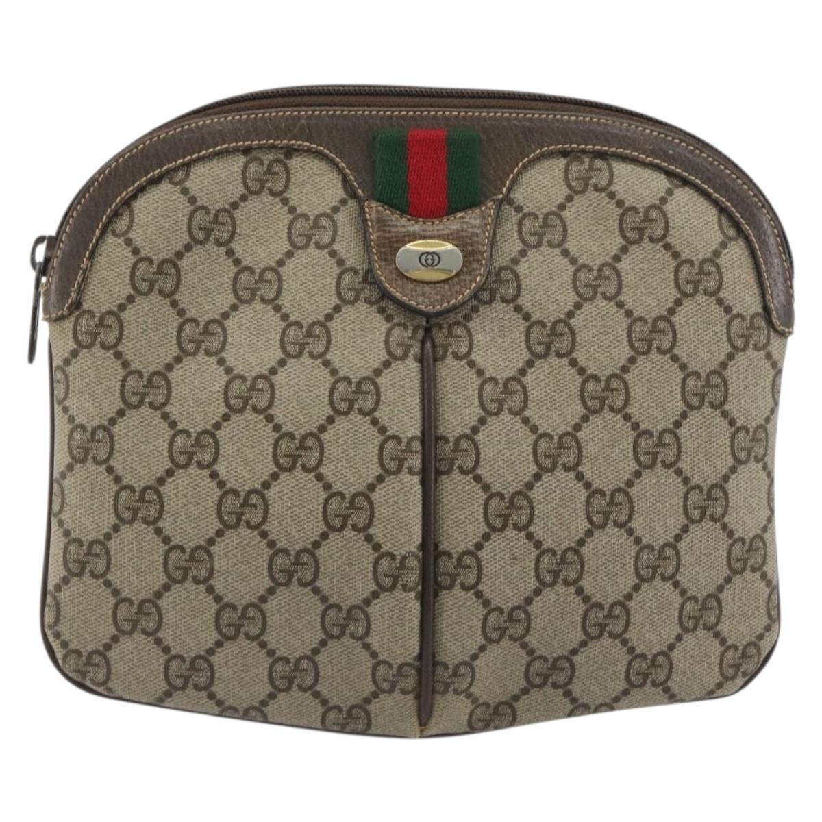 GUCCI GG Supreme Web Sherry Line Shoulder Bag PVC Beige 904 02 047 Auth ep9173