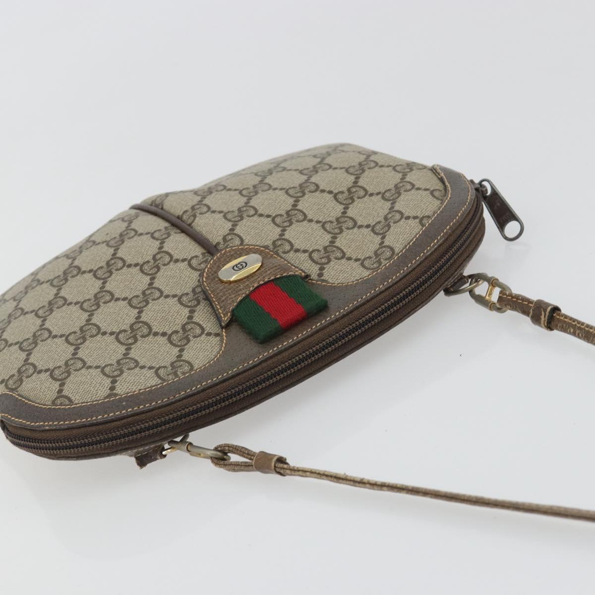 GUCCI GG Supreme Web Sherry Line Shoulder Bag PVC Beige 904 02 047 Auth ep9173