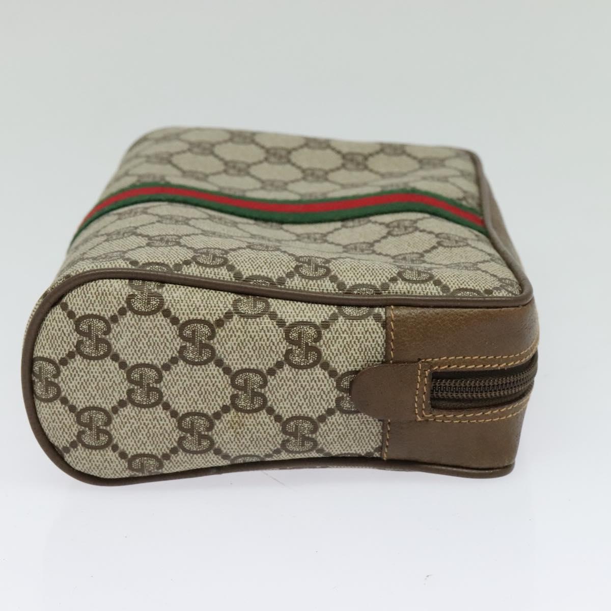 GUCCI GG Supreme Web Sherry Line Clutch Bag PVC Beige 89 01 012 Auth ep9182