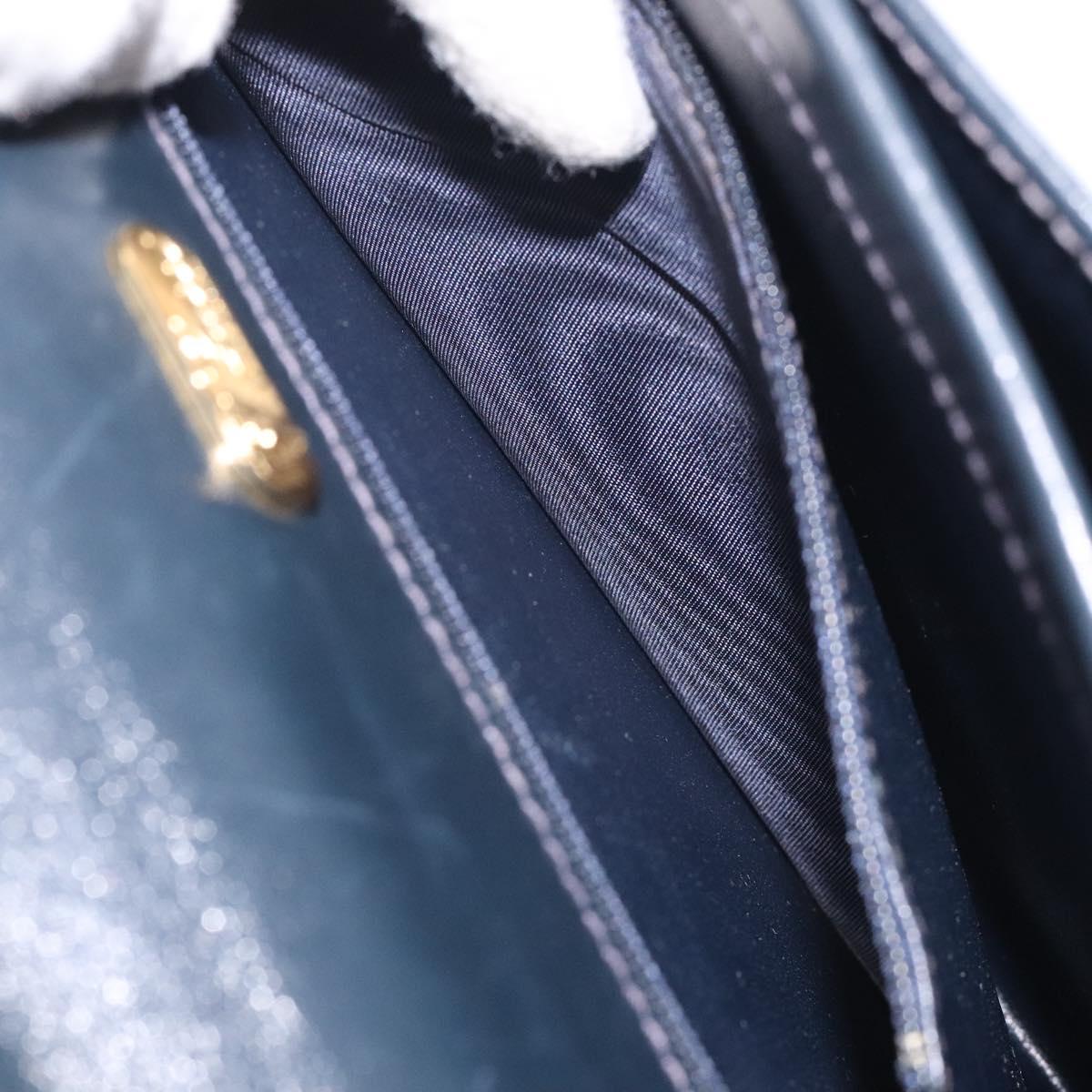 GUCCI Hand Bag Leather Navy Gold Auth ep9190