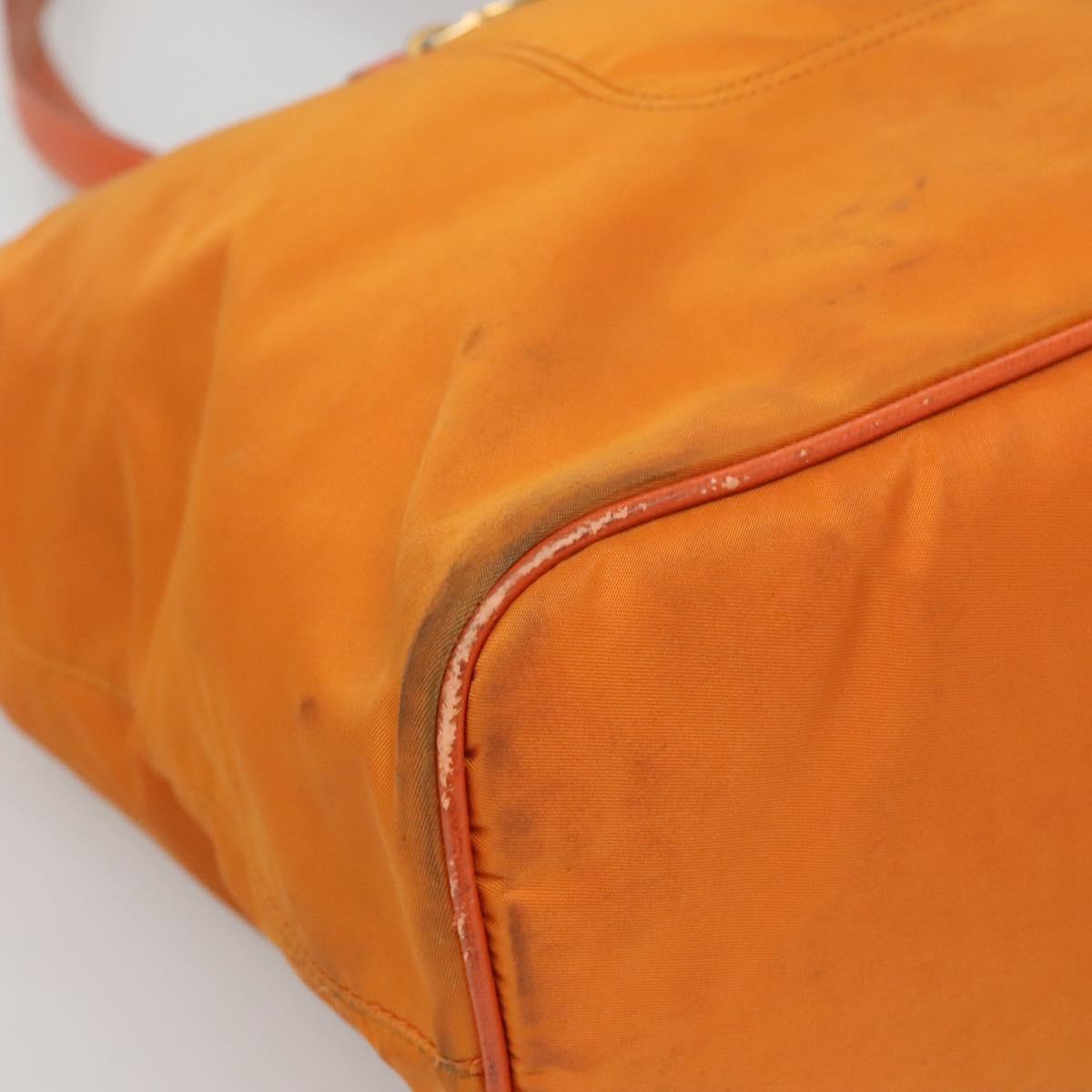 PRADA Tote Bag Nylon 2way Orange Gold Auth ep9199