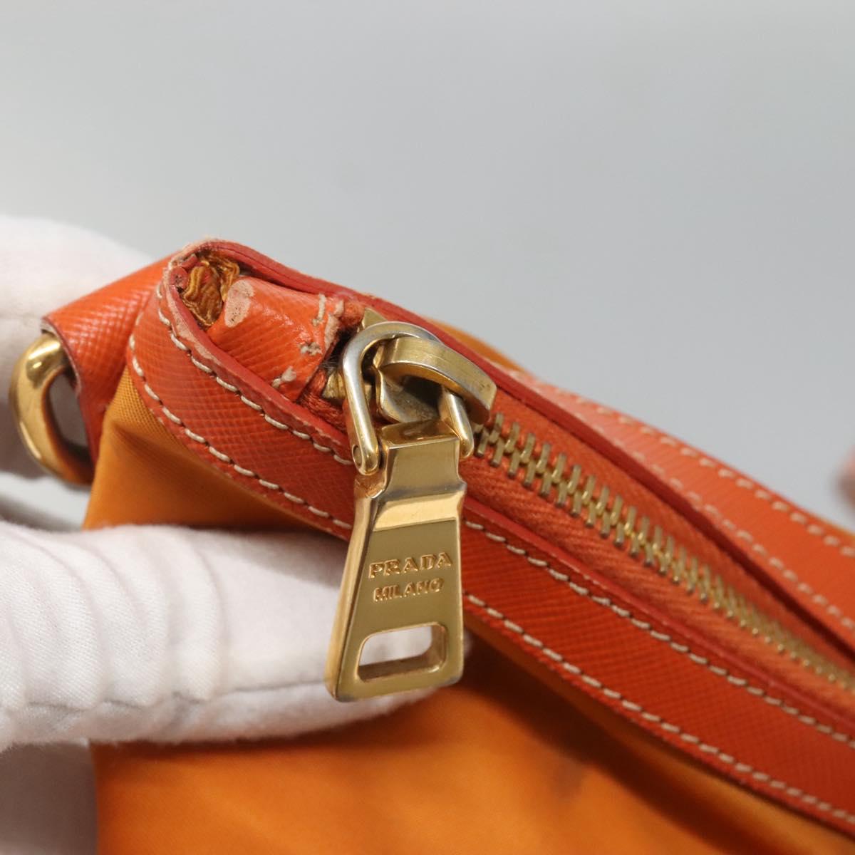 PRADA Tote Bag Nylon 2way Orange Gold Auth ep9199