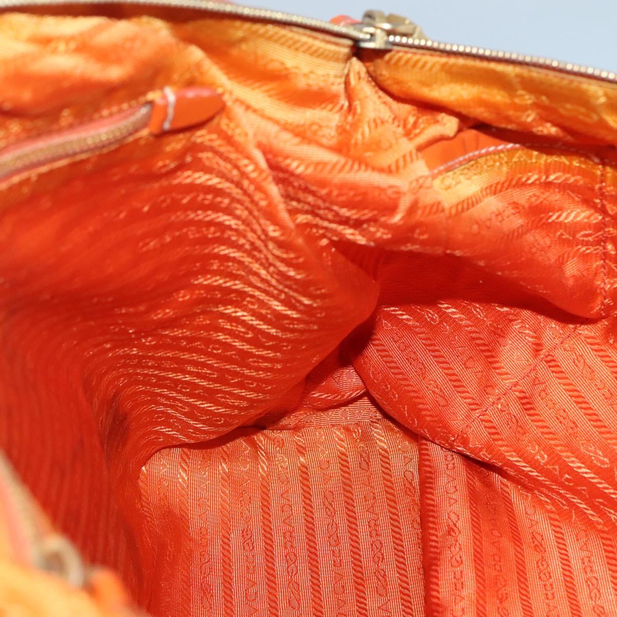 PRADA Tote Bag Nylon 2way Orange Gold Auth ep9199
